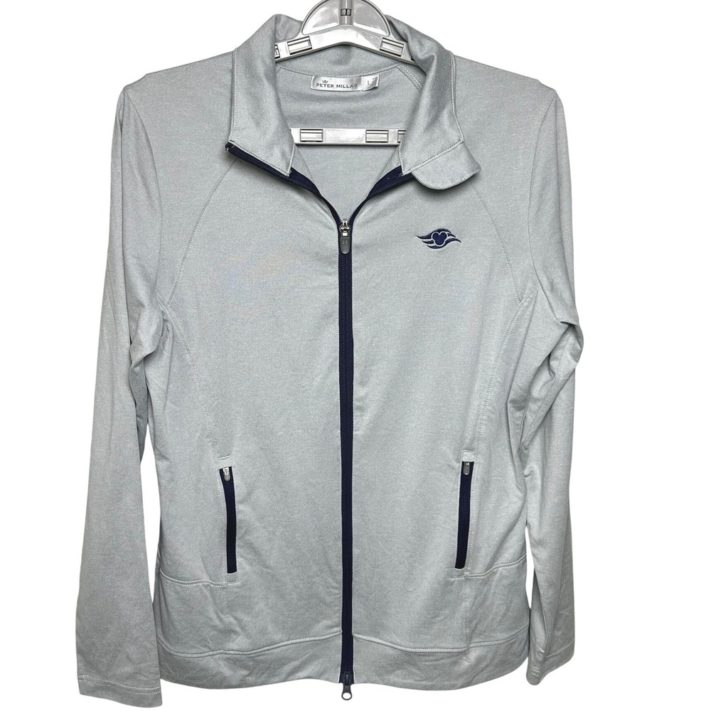 Peter Millar Jacket Women Large Gray Disney Cruise Athletic Full Zip Mock Neck